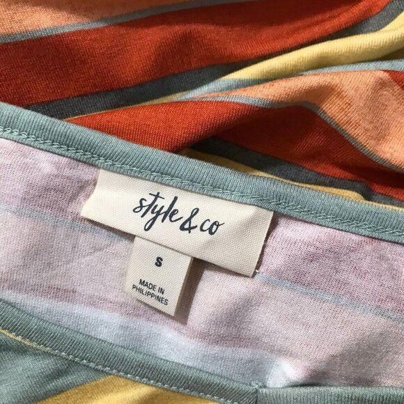 Style & Co. Soft Pastel Striped Knot Front T-Shirt NEW SMALL - Picture 4 of 6